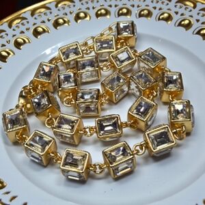 Chunky 18k Gold Plated Headlight Zircon Crystal Caged Statement Necklace